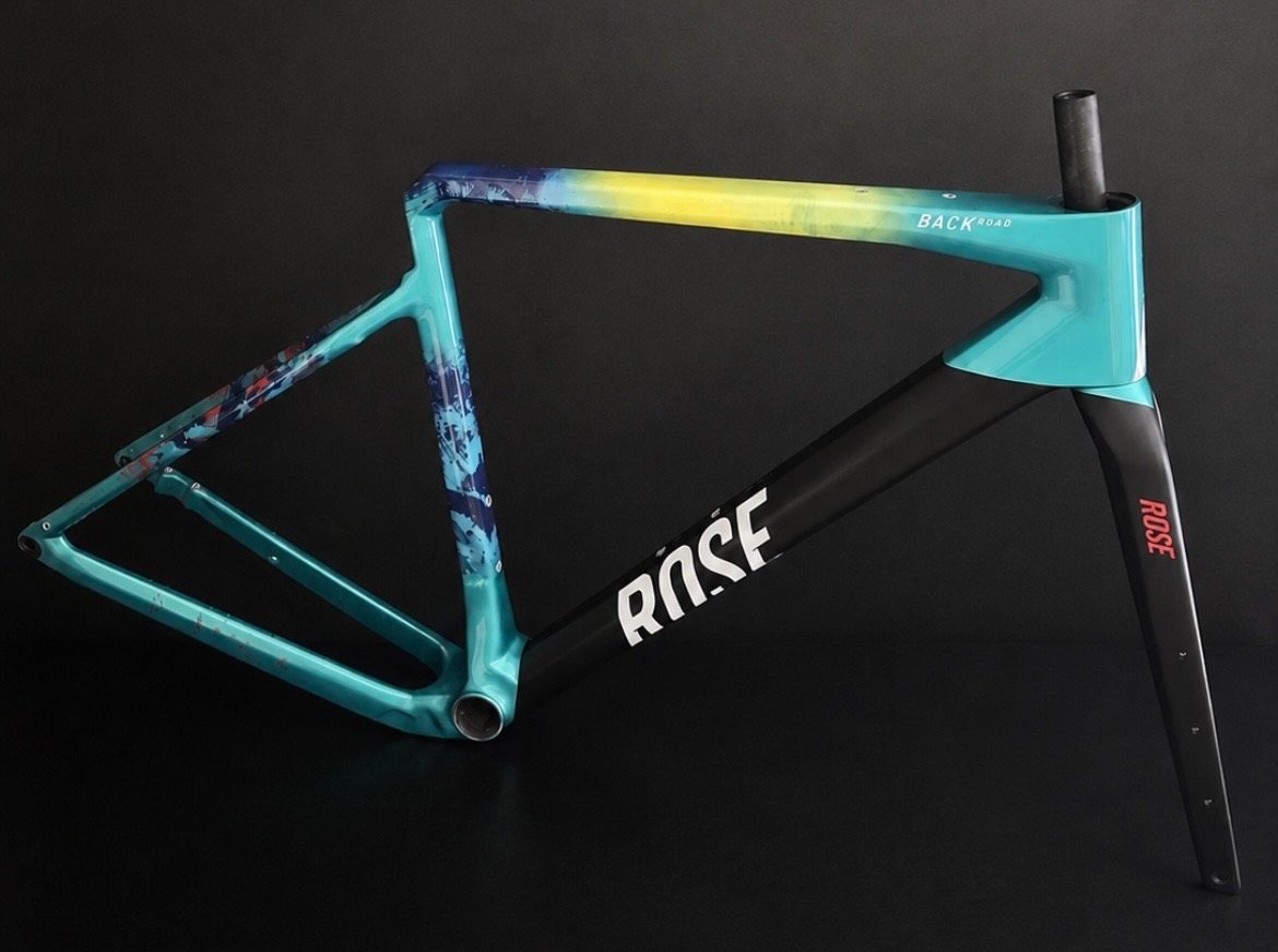 Cadre Rose Backroad turquoise avec dégradé jaune et motifs